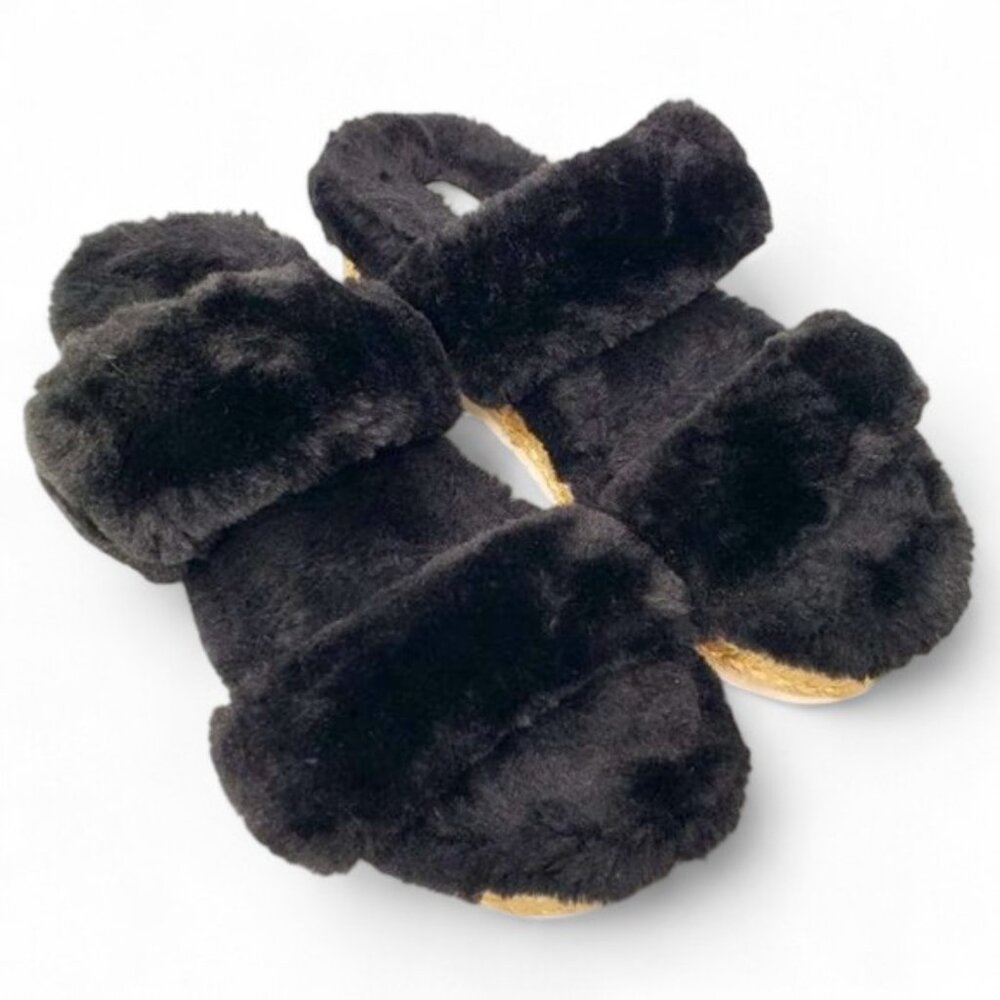 Steve Madden Katana Super Furry Sandals Women's Platform Strappy Plush Fluffy 9